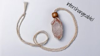 Interchangeable Macrame Crystal Necklace DIY Tutorial [upl. by Zillah]