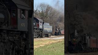 Strasburg Rail Road  Meet at Groff’s with 89 amp 475 trains shorts steamengine strasburgrailroad [upl. by Ennairoc]