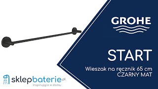 START Wieszak łazienkowy reling na ręcznik 65 cm CZARNY MAT GROHE 411782430  SklepBateriepl [upl. by Miran]