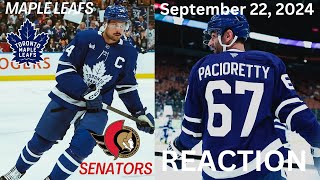 Quick Reaction Leafs vs Senators 22 September 2024 Preseason [upl. by Karole]