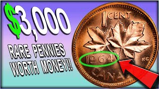 1964 PENNIES WORTH MONEY  RARE CANADIAN PENNY ERRORS YOU CAN FIND [upl. by Igor]