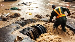 Draining Water from Heavily Flooded Streets Draining Roads After Heavy Rains [upl. by Siegel116]