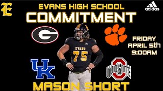 Mason Short Evans High School Football Commitment [upl. by Arman]