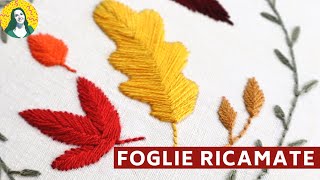 ricamo foglie autunnali  SCHEMA DA RICAMO GRATIS  ricamo a mano [upl. by O'Reilly]