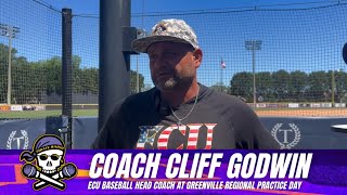 ECU Baseball Coach Cliff Godwin at NCAA College World Series Greenville Regional Practice Day [upl. by Sofko]