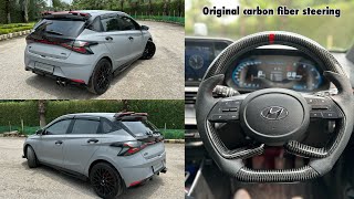 New i20 modified  i20 wrapped in matt grey wrap  carbon fiber steering for new i20 2020 [upl. by Shelli]