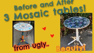 3 Upcycled mosaic tables by Karen [upl. by Dripps]