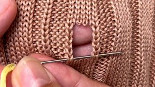 Amazing Way to Repair a Hole in a Knitted Sweater👍Beginners Tutorial [upl. by Knowland]