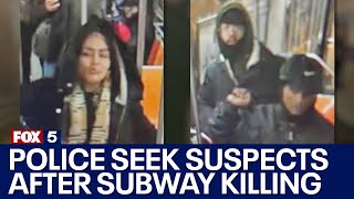 Police seek suspects after killing on NYC subway [upl. by Aneleve]