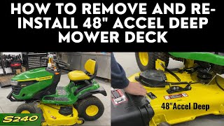 How to Remove Mower Deck John Deere S240 Lawn Tractor [upl. by Nerti683]