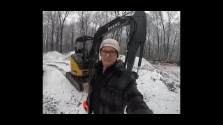 John Deere 35G mini excavator cleaning up drainage ditch  CBH [upl. by Inaliak940]