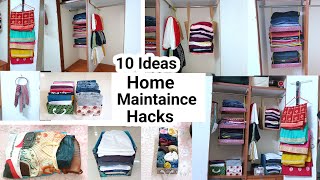 10 Brilliant Home Organizing HacksNo Cost Wardrobe Organizing IdeaSpace Saving HackClothOrganiser [upl. by Erica896]