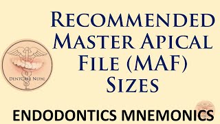 Recommended Master Apical File Sizes  Endodontics Mnemonics [upl. by Altman981]