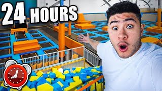 24 HOUR OVERNIGHT CHALLENGE in TRAMPOLINE PARK [upl. by Barfuss]