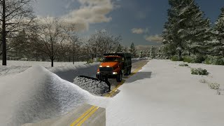 Fs22  snowplowing on aj deere map with my new steering wheel [upl. by Assilak]