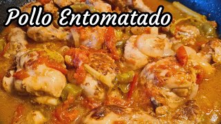 POLLO ENTOMATADO  RECETA FACIL ECONOMICA Y RICA [upl. by Ettennil387]