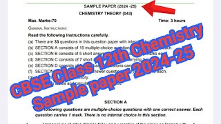 CBSE Class 12th Chemistry Sample paper 202425 chemistry viralpaper viralvideo viral [upl. by Chiles550]