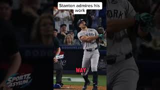 Stanton admires his Game 1 honerun mlb yankees baseball [upl. by Sheffie890]