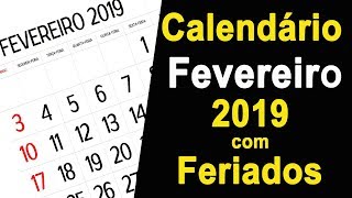 CALENDÁRIO FEVEREIRO 2019 COM FERIADOS E FASES DA LUA [upl. by Rekyr65]