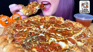 ASMR LITTLE CAESARS PIZZA MUKBANG NO TALKING PEPPERONI amp CHEESE STUFFED CRUST [upl. by Gifferd25]