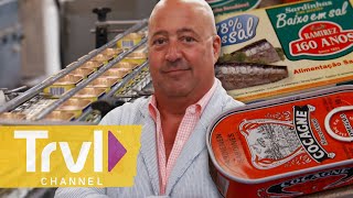 Visiting the Canned Fish Capital of the World  Bizarre Foods with Andrew Zimmern  Travel Channel [upl. by Hardej]