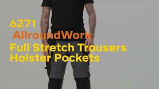 Snickers 6271 AllroundWork Full Stretch Trousers Holster Pockets [upl. by Kendell]