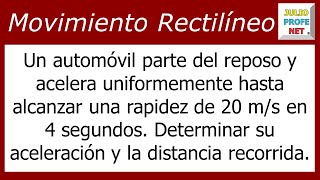 Movimiento rectilíneo uniformemente acelerado  Problema 1 [upl. by Lasorella]