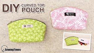 DIY CURVED TOP POUCH  Cute Makeup Bag Tutorial amp Sewing Pattern sewingtimes [upl. by Acinoreb482]