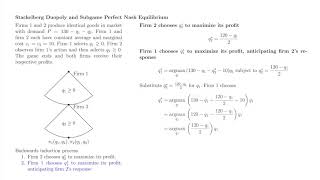 Game Theory 30 Stackelberg Duopoly [upl. by Atilef787]