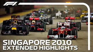 Alonso amp Vettel Battle It Out For Top Spot  Extended Race Highlights  2010 Singapore Grand Prix [upl. by Nelli]