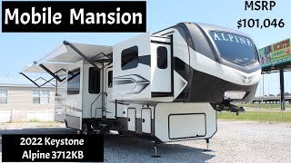 LARGEST SHOWER YOUVE EVER SEEN IN AN RV 2022 Keystone Alpine 3712KB  Front Living Fifth Wheel [upl. by Eseneg]