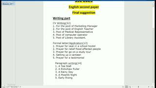 SSC 2023English Second paper writting part final Suggestions sscenglishsuggestion ssc2023 ssc [upl. by Nylimaj]