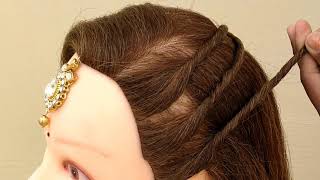 Maang Tikka Hairstyle  Beautiful Hairstyle For Occasion And Function [upl. by Ennahtebazile]