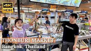 BANGKOK Thonburi Market Place 吞武里市场 トンブリ生鮮市場 톤부리 시장 quotCheap Seafood Marketquot  Thailand 4K HDR [upl. by Nnaeirelav803]