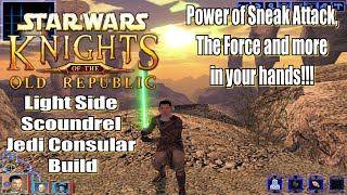 Star Wars Knights of the Old Republic Light Side 7 Scoundrel 13 Jedi Consular Build [upl. by Blancha]