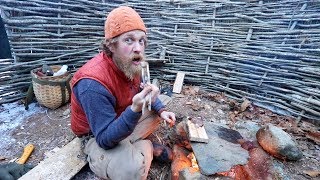 Make a Fireplace In the Winter Survival Shelter And Catch and Cook A Steak 87 days ep 22 [upl. by Pren]