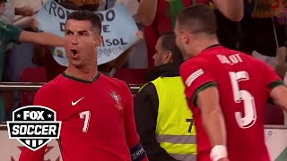 Cristiano Ronaldo scores gamewinning goal in 88 against Scotland  UEFA Nations League [upl. by Dagna]