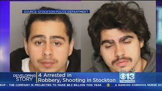 Stockton Robbery Attempt Ends In Gunfire 4 Arrested [upl. by Hedberg]