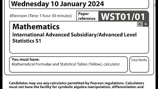 Statistics S1 Jan 2024 Q1 IAL WST 0101 Pearson Edexcel Topic Histogram Interpolation Probability [upl. by Charry]