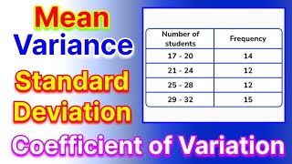 Calculate Variance Standard DeviationCoefficient of Variation and Mean For Grouped data in English [upl. by Jeno]