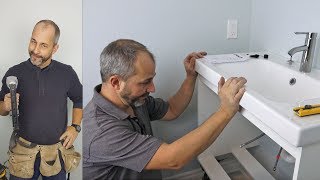 How to Install an IKEA Wall Mount Vanity Sink and Faucet [upl. by Hanonew989]