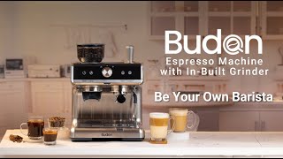 Budan Espresso Machine with InBuilt Grinder  Available on Somethingsbrewingin [upl. by Oberg]