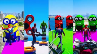 GTA 5 Crazy Moments 2 Epic Water Ragdolls  SpiderMan vs Minions Jumps  Fails gta [upl. by Bray940]