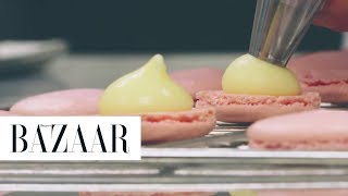 Watch how Ladurées Classic Macarons are Made  Eat Chic  Harpers BAZAAR [upl. by Constanta]