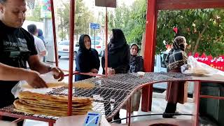 baking traditional barbari bread in Iranian bakeries  soft and fresh bread [upl. by Assirram]