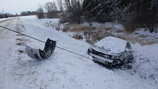 Winching a wrecked car out of a relatively steep ditch [upl. by Phelia709]