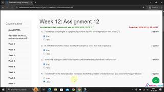 NPTEL Sustainable Energy Technology Week12 Assignment12 Solution JULY 2024 [upl. by Dazhehs]