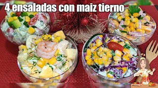 4 Ensaladas de maíz tierno Recetas Navideñas🎄 recetasnavideñasmiranda [upl. by Huston]