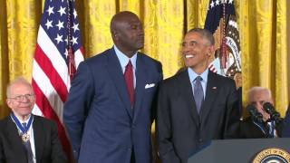 Michael Jordan Receives The Presidential Medal of Freedom [upl. by Nywrad771]