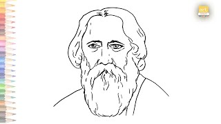 Rabindranath Tagore outline drawing easy 4  How to draw Rabindranath Tagore outline sketch easy way [upl. by Wesley]